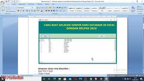 Cara Membuat Aplikasi Exsport Data Dari Database Ke Excel Dengan Delphi 2010