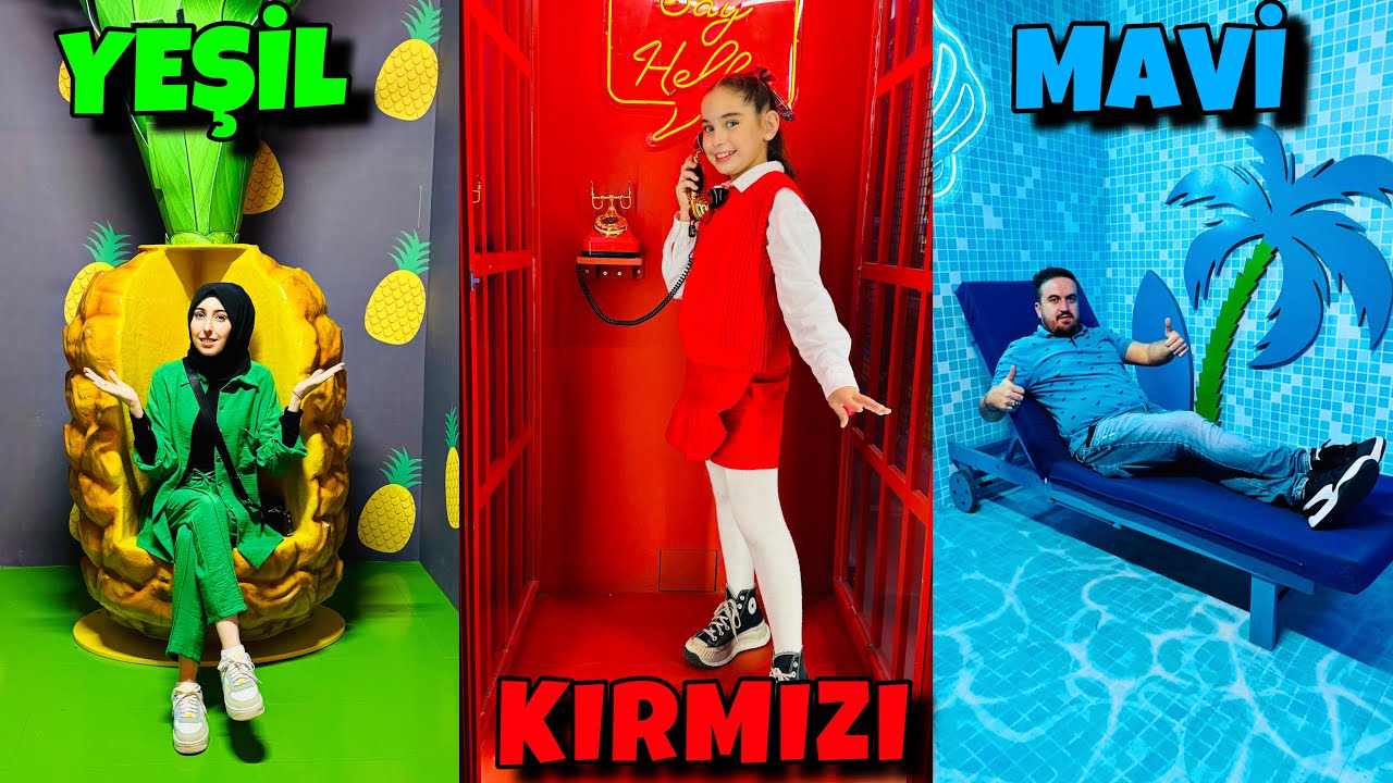 TÜM GÜN KIRMIZI MAVİ YEŞİL TEK RENK CHALLENGE !! KENDİ RENGİNDE ODALARI BUL !!