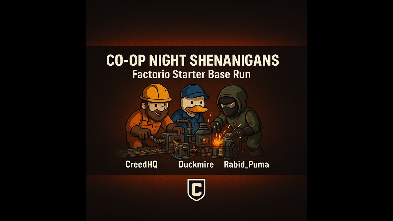 Factorio – Starter Base Progress w/ Duckmire & Puma | CreedHQ (Co-Op Pt 3)