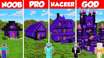Nether Portal House Build Battle Challenge - Noob vs Pro vs Hacker vs God - Minecraft Animation