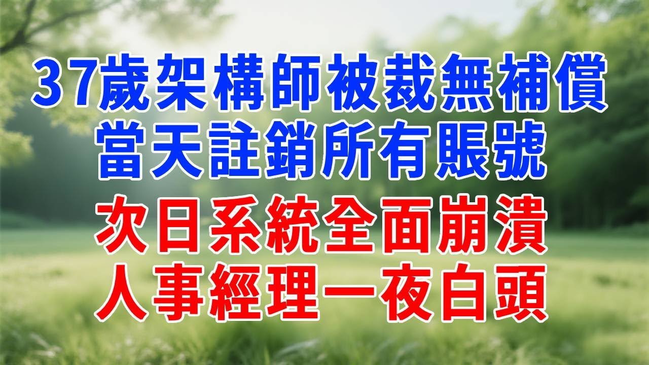 37歲架構師被裁無補償，當天註銷所有賬號，次日系統全面崩潰！人事經理一夜白頭。#人生感悟 #故事分享 #为人处世 #打脸 #职场