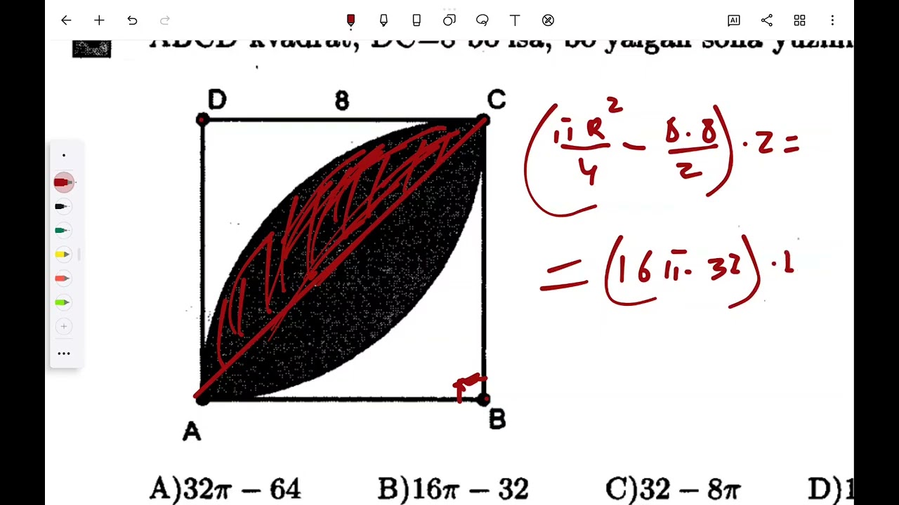 Toʻrtburchak va aylana 2-test 