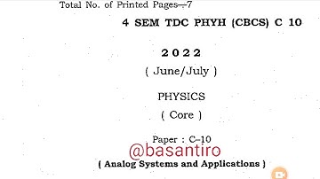 BSc 4th sem physics honours question paper c 10 Dibrugarh University 2022 | physics honours paper
