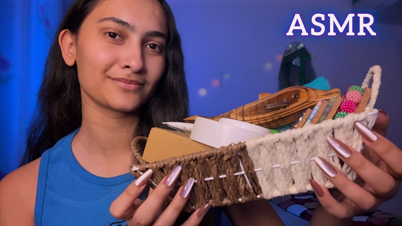 Asmr Long Nail Tapping, Scratching, Tape Sounds, wooden dolphin etc 