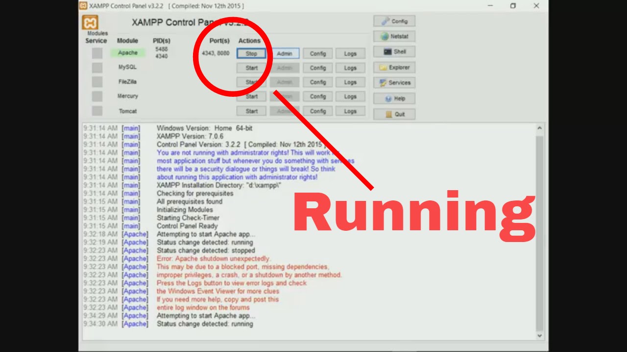 Xampp Apache Not Starting :  Xampp Apache Not Running Problem