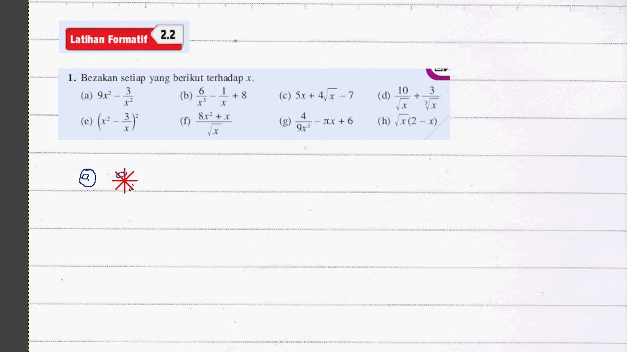 F5 Addmath Latihan Formatif 2.2 Q1 Bab 2 Pembezaan