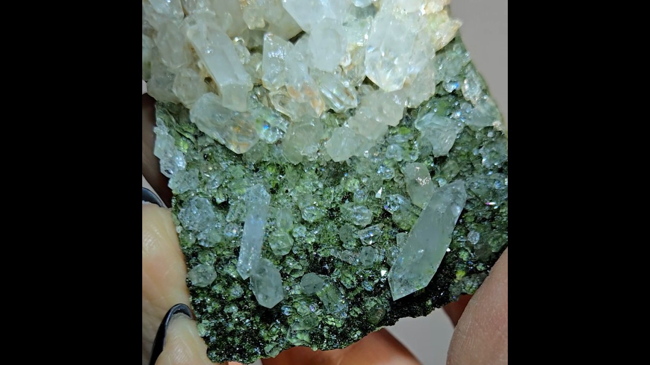 Epidote specimen with double-terminated quartz inclusions - ED4