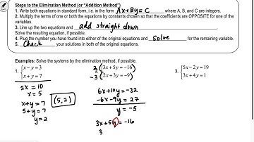 Section 3.2 Algebra 2: Solving Systems with Substitution and Elimination
