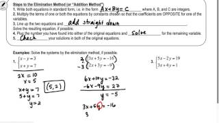 Section 3.2 Algebra 2: Solving Systems with Substitution and Elimination
