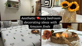 Aesthetic❤️cozy bedroom decorating ideas with Amazon finds | bedroom makeover | home decor ideas|
