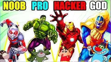 NOOB vs PRO vs HACKER vs GOD In Superhero Race Game | Oggy And Jack, Shinchan, Bob || Daddy Gaming