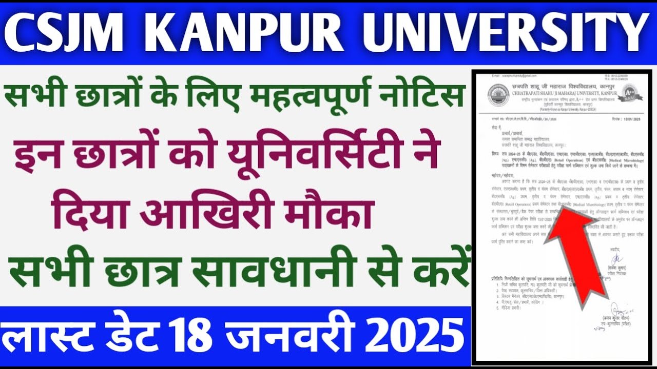 CSJM Kanpur University latest update for all student 202425 CSJM new ...