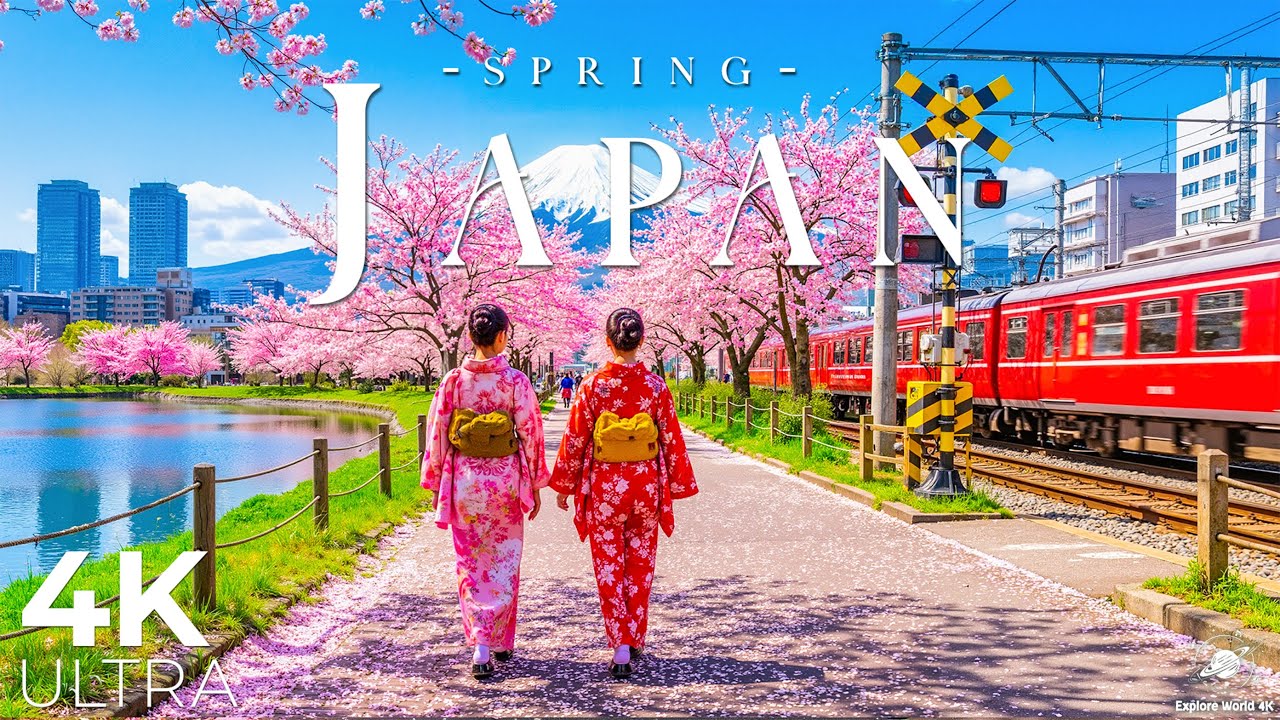 Весна в Японии 4K 🌸 Цветущая сакура, тихие деревни и вечные пейзажи в формате 4K UHD