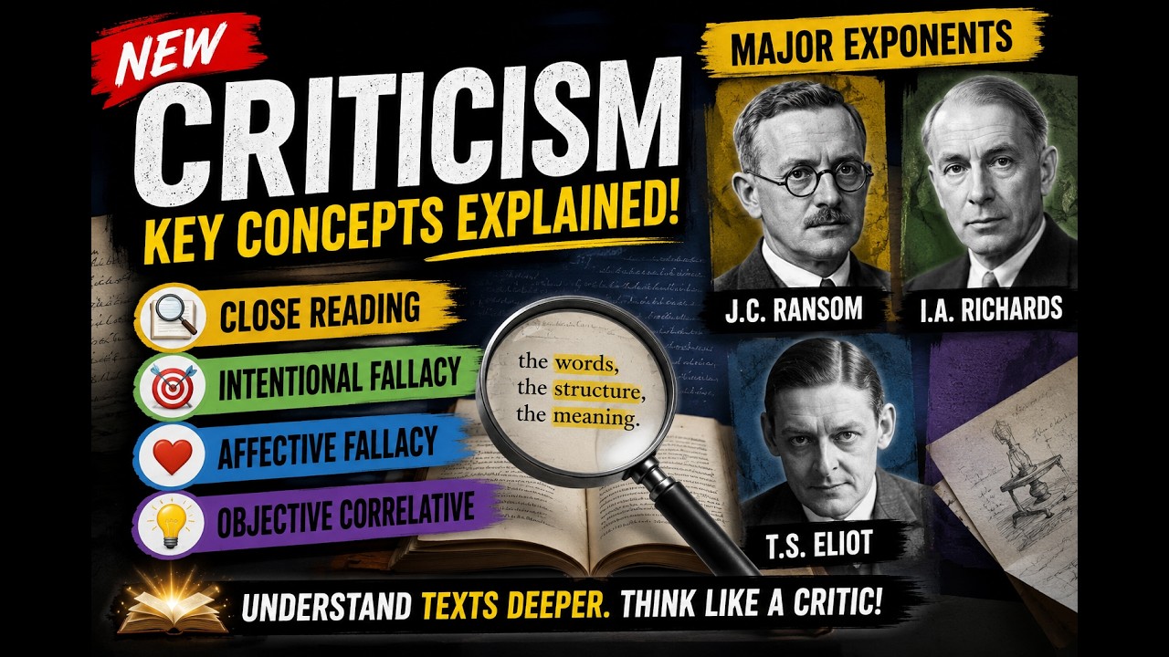 NEW CRITICISM (CLOSE READING, INTENTIONAL FALLACY, AFFECTIVE FALLACY, OBJECTIVE CORRELATIVE)