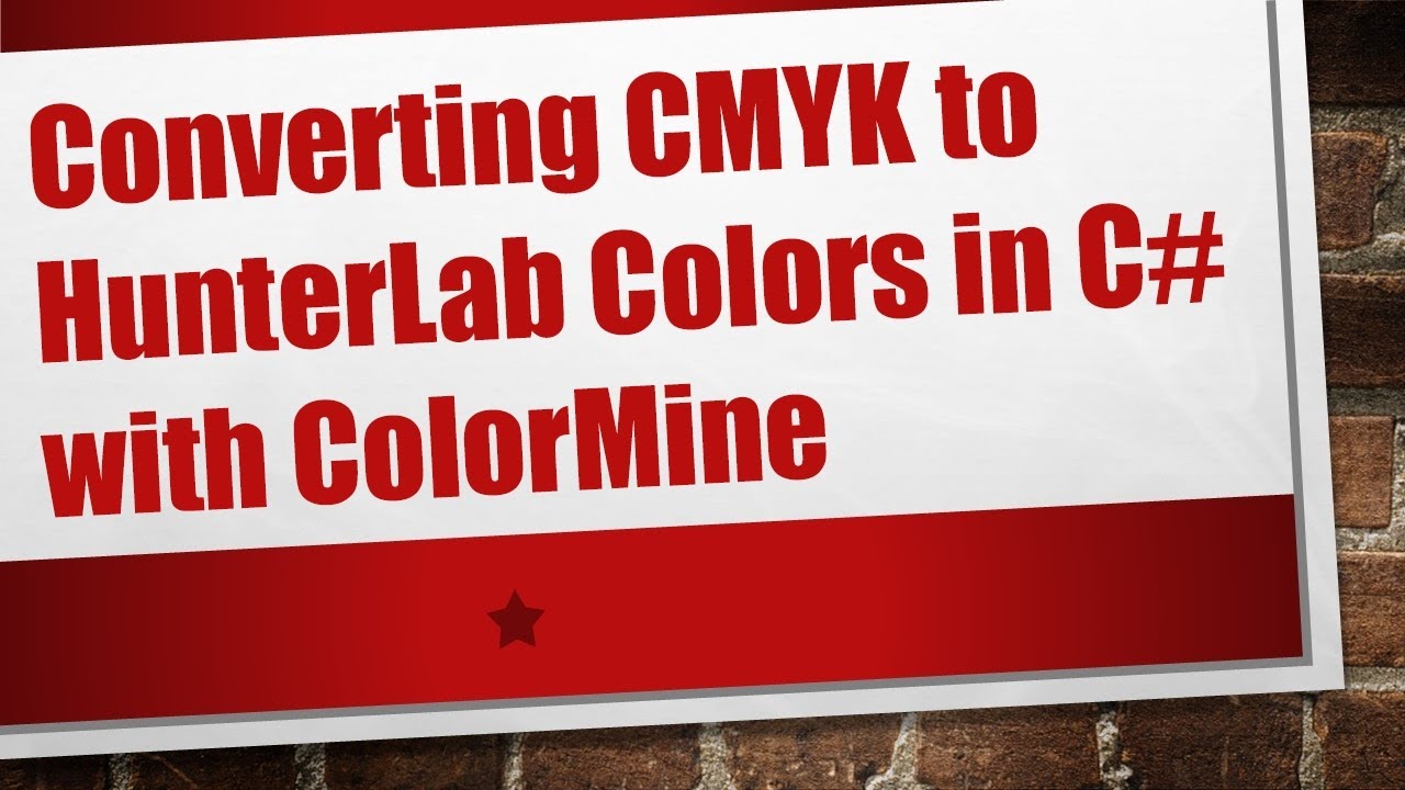 Converting CMYK to HunterLab Colors in C# with ColorMine - YouTube