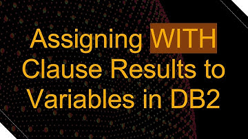 Assigning WITH Clause Results to Variables in DB2
