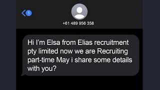 Elias recruitment text message job scam explained