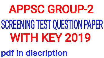 Appsc latest notification group2 screening test question paper with key 2019
