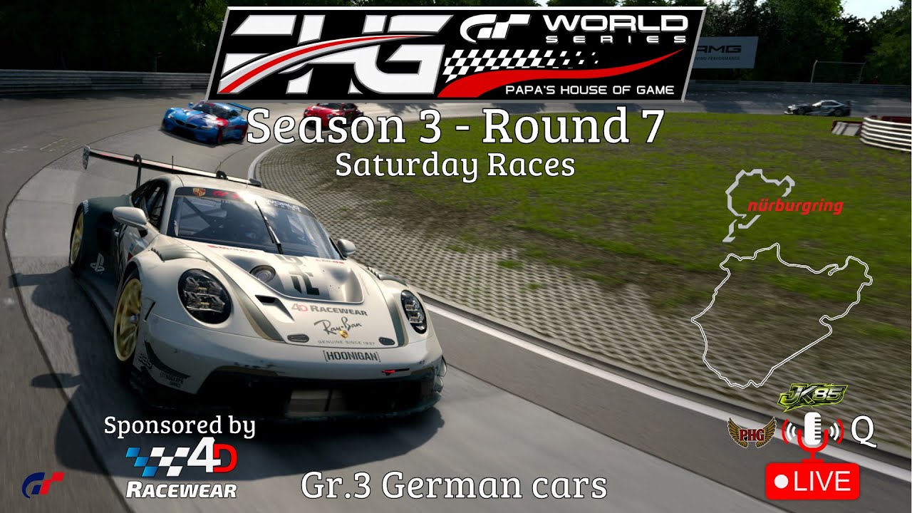 LIVE GT7 BROADCAST - PHG World Series Season 3 - Round 7 @ Nurburgring - Saturday races