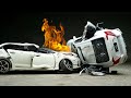 Toyota corolla vs honda civic crash test  cars destruction in slow motion