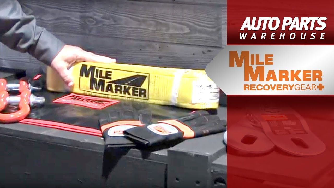 Mile Marker Saddlebag Recovery Kit comes with D-rings, gloves, recovery strap, etc.