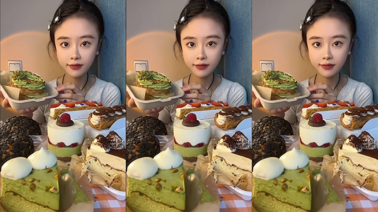 Dessert Mukbang 🍰Pistachio Puff,Matcha Basque,Cheese Mousse,Napoleon Pastry…..