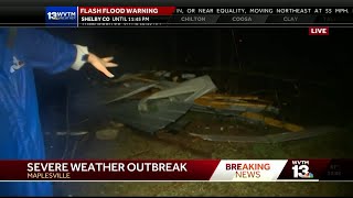 Tornado outbreak damage in Maplesville, Alabama