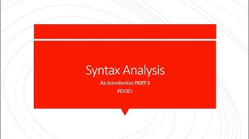 Syntax Analysis Part 2