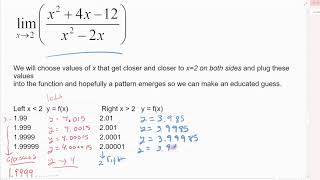 1.1  and 1.2 video 3 table example of finding limits