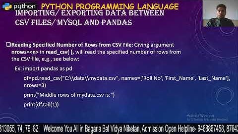 XII:IP:Importing/ Exporting Data between CSV Files & MySQL and Pandas- 6