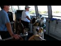 Captain Hobbs Bringing S.S. Badger Into Ludington, MI Harbor, August 20, 2012