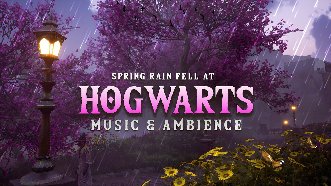 At 7 a.m., a quiet spring rain fell at Hogwarts | Hogwarts Legacy Spring Ambience