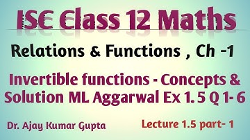 Invertible Functions Explained: ISC Class 12 Maths Relations and Functions Chapter 1 ML Ex1.5 Q 7-22