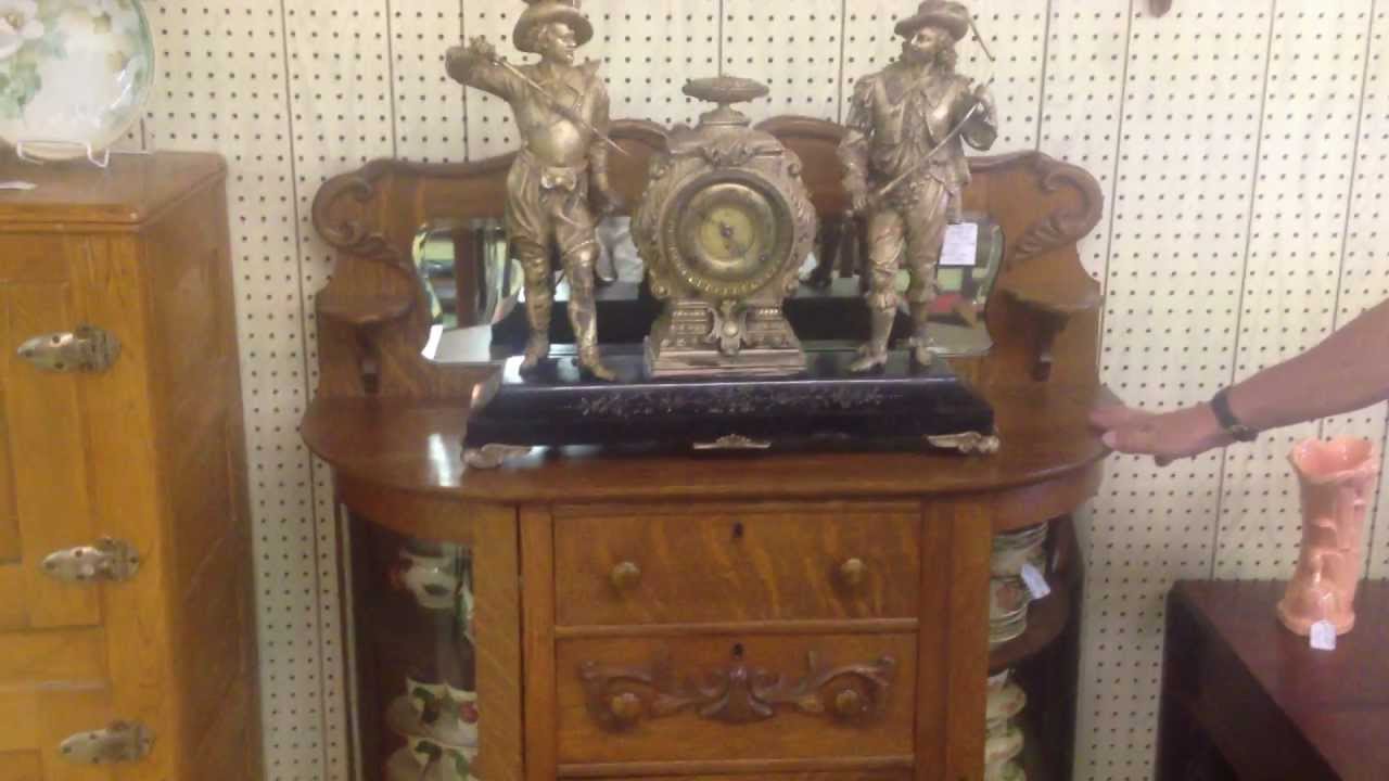 Quarter-sawn Oak Antique Bow Glass Sideboard