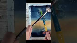 Make a beautiful Watercolor Starry Night with these easy tips! ❤️ #shorts