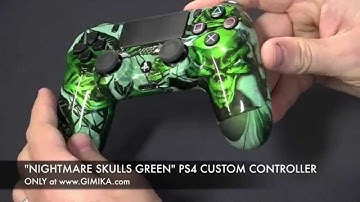 "Nightmare Skulls Green" PS4 Custom Controller by Gimika.com