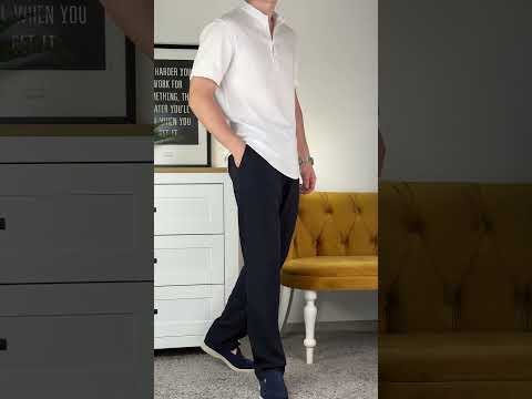 Костюм чоловічий класичний лляний літній сорочка штани із льону Molodist блакитний-чорний, видео 1