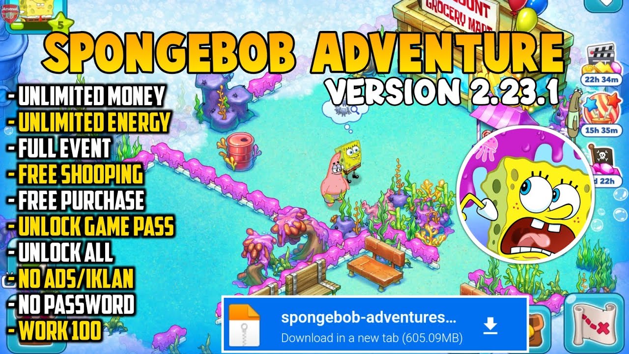 NEW UPDATE!! SPONGEBOB ADVENTURE IN A JAM MOD APK V2.23.1 UNLIMITED MONEY TERBARU NO PASSWORD 