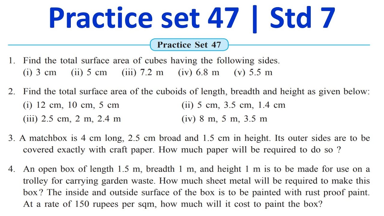 Practice Set 47 Class 7th Math | Chapter 12 Perimeter and Area ...