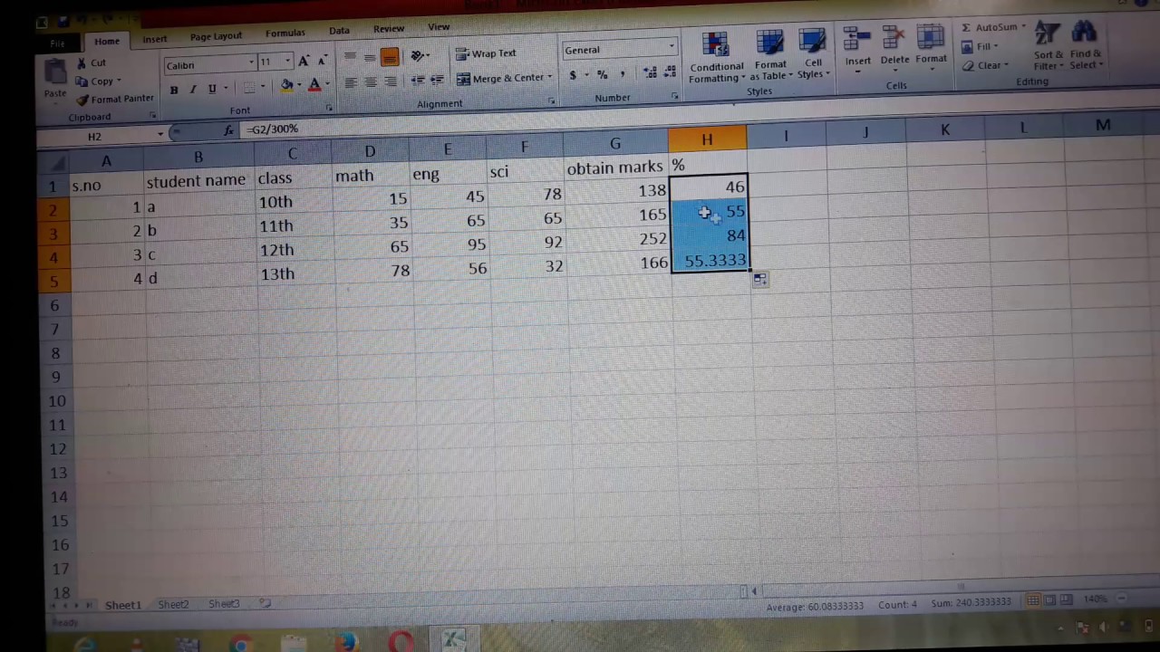 Basic Excel Sheet Of Percentage Result And Grade Marks Of Any Class Basic Excel Sheet Of Percentage Result And Grade Marks Of Any Class