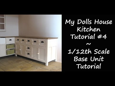 1:6 Scale Dollhouse Miniature Kitchen Wood Top White Cabinets