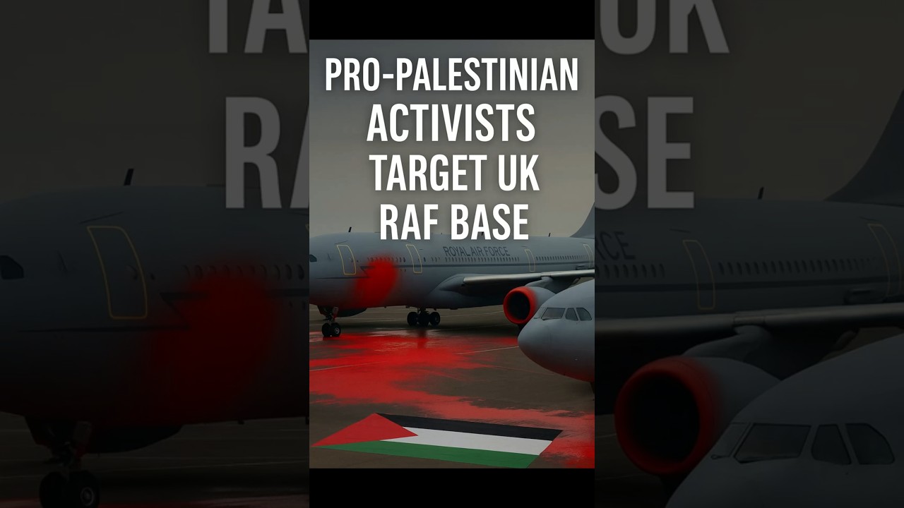Pro-Palestinian Activists Target UK RAF Base | Red Paint Protest at Brize Norton