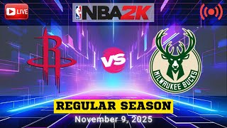 ROCKETS VS BUCKS | NOVEMBER 9, 2025 | NBA REGULAR SEASON | LIVE GAME SIMULATION | NBA 2K26