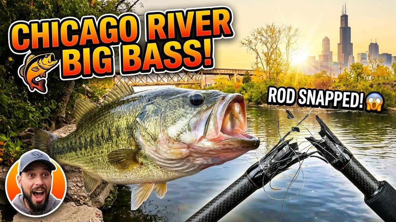 Catching Big Bass on the Chicago River! (Rod Snapped!)