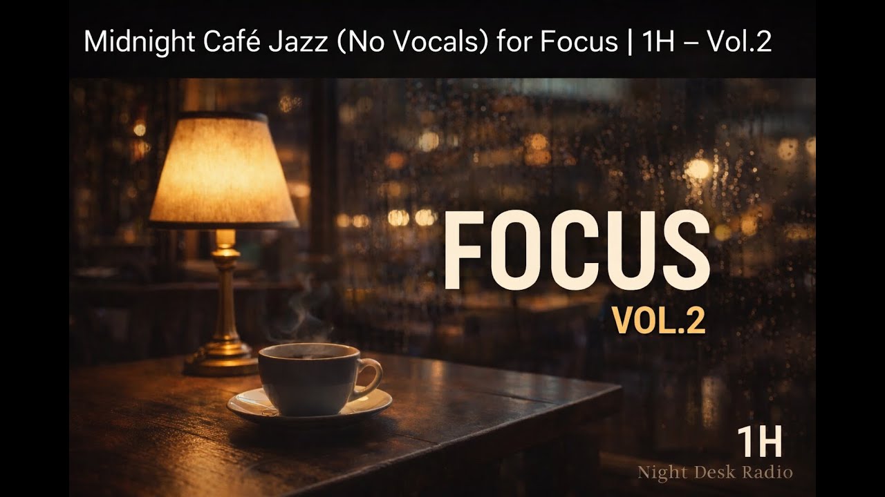 Midnight Café Jazz (No Vocals) for Focus — Vol.2 | 1H | Night Desk Radio
