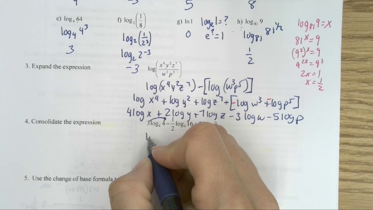 Ib Topic 1 5 1 7 Logarithms Youtube