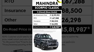 Mahindra Scorpio Classic S Diesel Base Model On Road Price May 2023 | All New Scorpio Classic 2023
