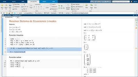 Resolver sistemas de ecuaciones lineales con MATLAB