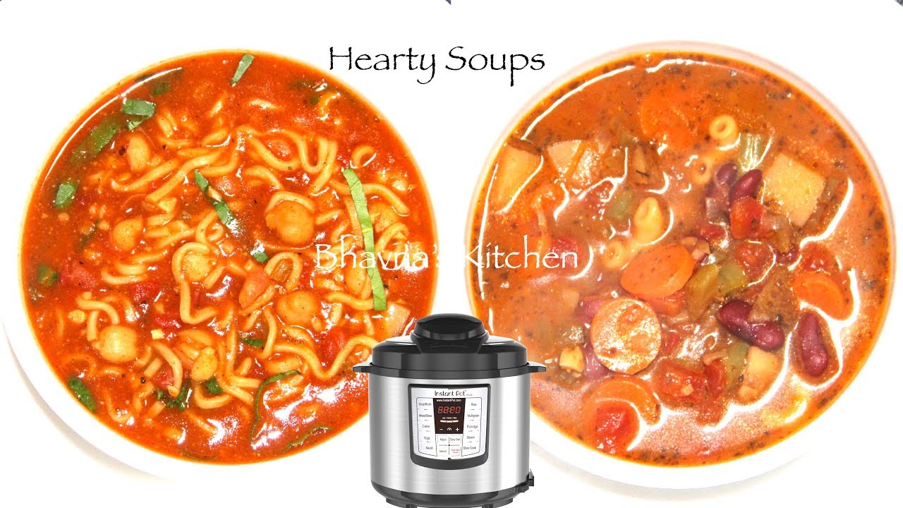 2 Hearty Soups in IP Chickpea Noodles Soup + Minestrone Soup Video Recipe | Bhavna