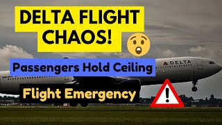 BREAKING! Chaos on Delta Flight Ceiling Collapses | Passengers Are Forced to Hold Ceiling